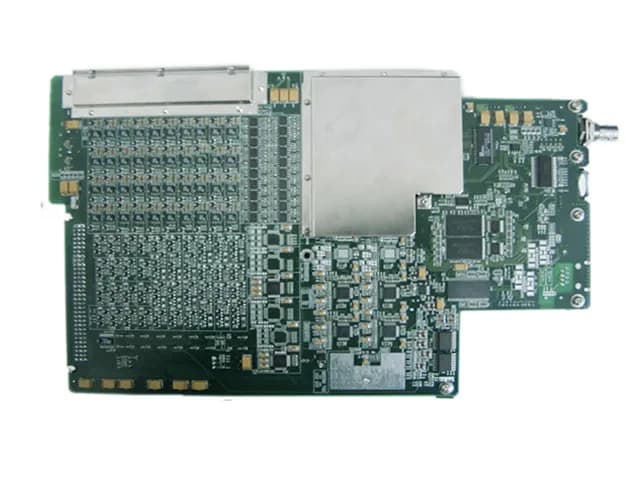 Shielded assembly — Board under a soldered metal shield can for EMI control